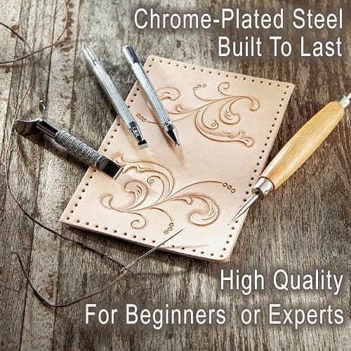 Realeather Leather Stamps Tool Set for Leather Crafting, 10 Stamping Tools, Sheridan Style Stamp Set I thumbnail 11