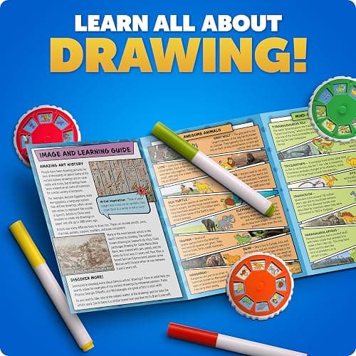 Blue Marble Learn to Draw Projector - Kids Image Projector for Tracing with 9 Colorful Markers & 4 Image Discs with 25 Animals, Dinos & Creatures to Draw, Patent-Pending Drawing Projector for Kids thumbnail 6
