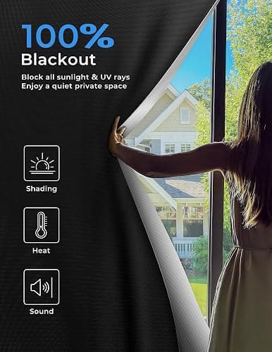 Sumobaby Blackout Curtains for Bedroom Portable 42"x60",No Drill Black Out Shades with Upgraded Hook&Loop Tapes,100% Blackout Window Cover,Thermal Insulated Blinds for Bedroom,Nursery(1 Panel,Black) thumbnail 2
