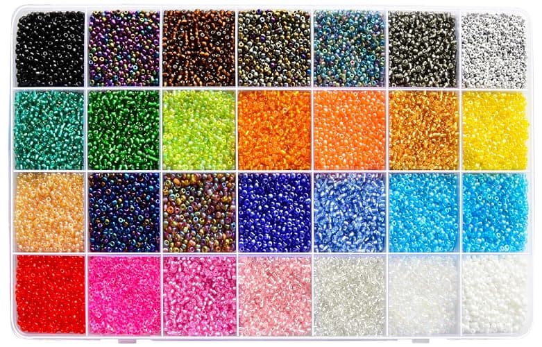 Glass Seed Beads Kit – 28 Assorted Colors Small Beads Set for Jewelry Making, DIY Bracelets, Necklaces, Earrings, Craft Projects - Image 1