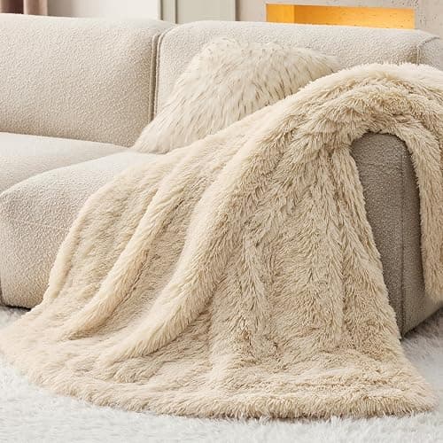 Bedsure GentleSoft Fluffy Beige Throw Blanket for Bed, Faux Fur Gifts Beige Decor Light Tan Khaki Blanket Neutral Decoration for Home, Soft Cozy Fuzzy Plush Thick Warm Sherpa Fleece Cute Stuff, 50x60 thumbnail 8