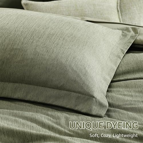 Monbix Full Size Comforter Set Sage Green 7 Pieces Bed in a Bag | Cationic Dyeing Reversible All Season Bedding Sets with Comforter, Sheets, Pillowcases & Shams thumbnail 6
