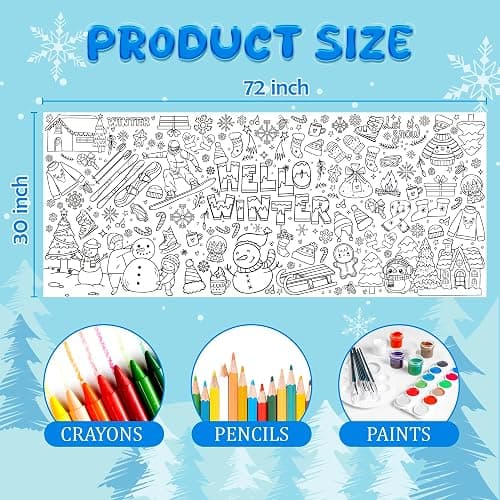 OHOME Winter Giant Coloring Poster/Tablecloth-Winter Decorations - 30 x 72 Inches Jumbo Coloring Banner Kids Crafts Gifts Activities Decor Party Decorations thumbnail 2