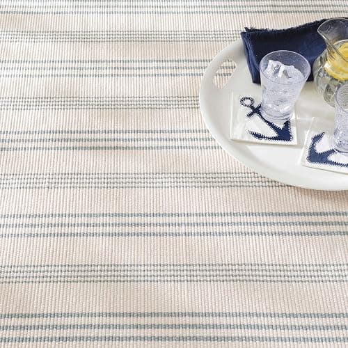 Dash and Albert Swedish Stripe Cotton Area Rug - 4' x 6' Blue - Striped Handwoven Accent Rug - Durable, Lightweight, High Traffic Areas - Hallways, Bedrooms, Stairs thumbnail 2