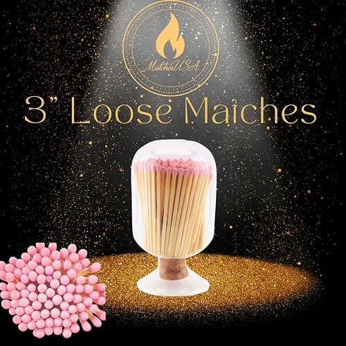 100 Count - 3" Long Pink Color Matches | Three Inch Coloful Loose Wooden Safety Match Sticks for Candle Display | Refill Decorative Jar Holder Bottle | Striker Included thumbnail 4
