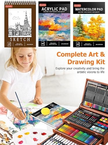 Soucolor Art Supplies, 192-Pack Deluxe Art Set Drawing Painting Supplies Kit with Acrylic Pad, Watercolor Pad, Sketch Book, Canvases, Acrylic Paint, Crayons, Pencils, Gifts for Artist Adults Teen Kids thumbnail 4
