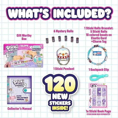 Sky Castle Sticki Rolls Pendant Pack | 120 Exclusive Wearable Shareable Stickers with Toy Pendant and Bracelet | Collect and Share | Ages 5 and Up | Series 2 - Chillin Charlie thumbnail 4
