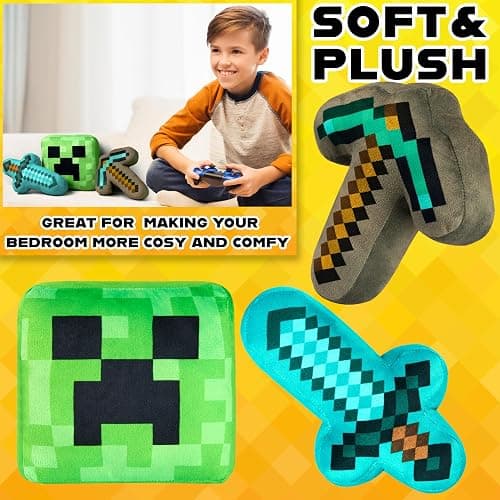 Minecraft Toys Plush Figure 3D Set Pack of 3 Toddler Pillow Cushion for Kids Teens Cuddle Buddy Home Decor Bedroom Accessories Stuffed Collectibles Soft Stuffed Animals Gifts for Gamers thumbnail 6