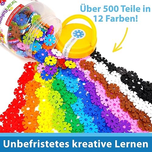 Brain Flakes 500 Piece Set, Ages 3+, Interlocking Plastic Disc Toy for Creative Building, Educational STEM Learning, Construction Block Play for Kids, Teens, Adults, Boys, and Girls thumbnail 4