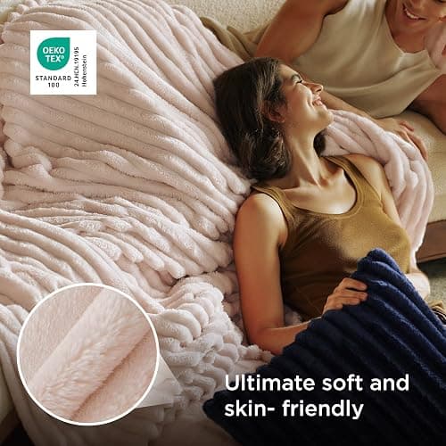 Bedsure GentleSoft Pink Throw Blanket for Couch - Cozy Soft Christmas Blankets for Women, Cute Small Fleece Throws for Girls, Pink Gifts Decor for Home Room, Crystal Pink, 50x60 Inches thumbnail 6