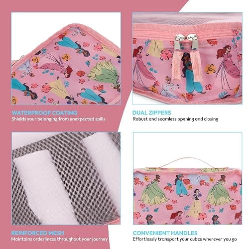 Disney Minnie Mickey Stitch Packing Cubes - Winnie the Pooh, Princess Cinderella, Cars, Toy Story 5 Piece Packing Cubes Compression - Travel Essential - Luggage Suitcase Organizer Set thumbnail 3
