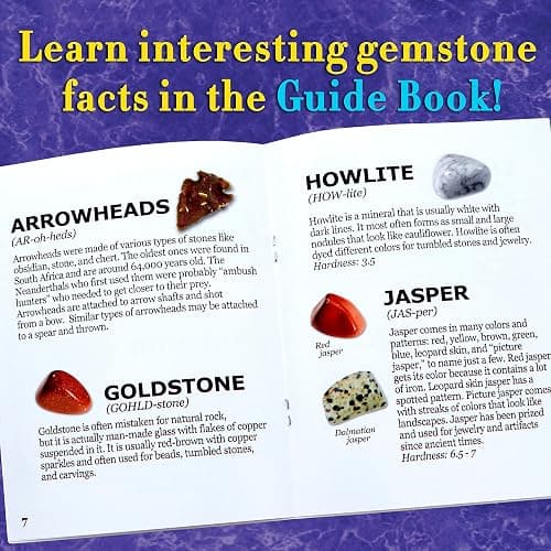 DANCING BEAR Gem stone Dig Kit, Excavate 16 Real Gems & Crystals including Arrowheads, Quartz Point and Amethyst, STEM Education for Kids, Fun Rock Mining Science Activity Gift Sets for Girls and Boys thumbnail 7