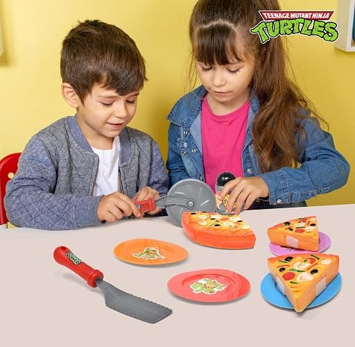 Pizza Party Play Food Toy Set for Kids Slice & Serve Plastic Pizza Pretend Box Pie Cutter Fake Condiments Play Foods & Bookmark for Children Toddlers thumbnail 5