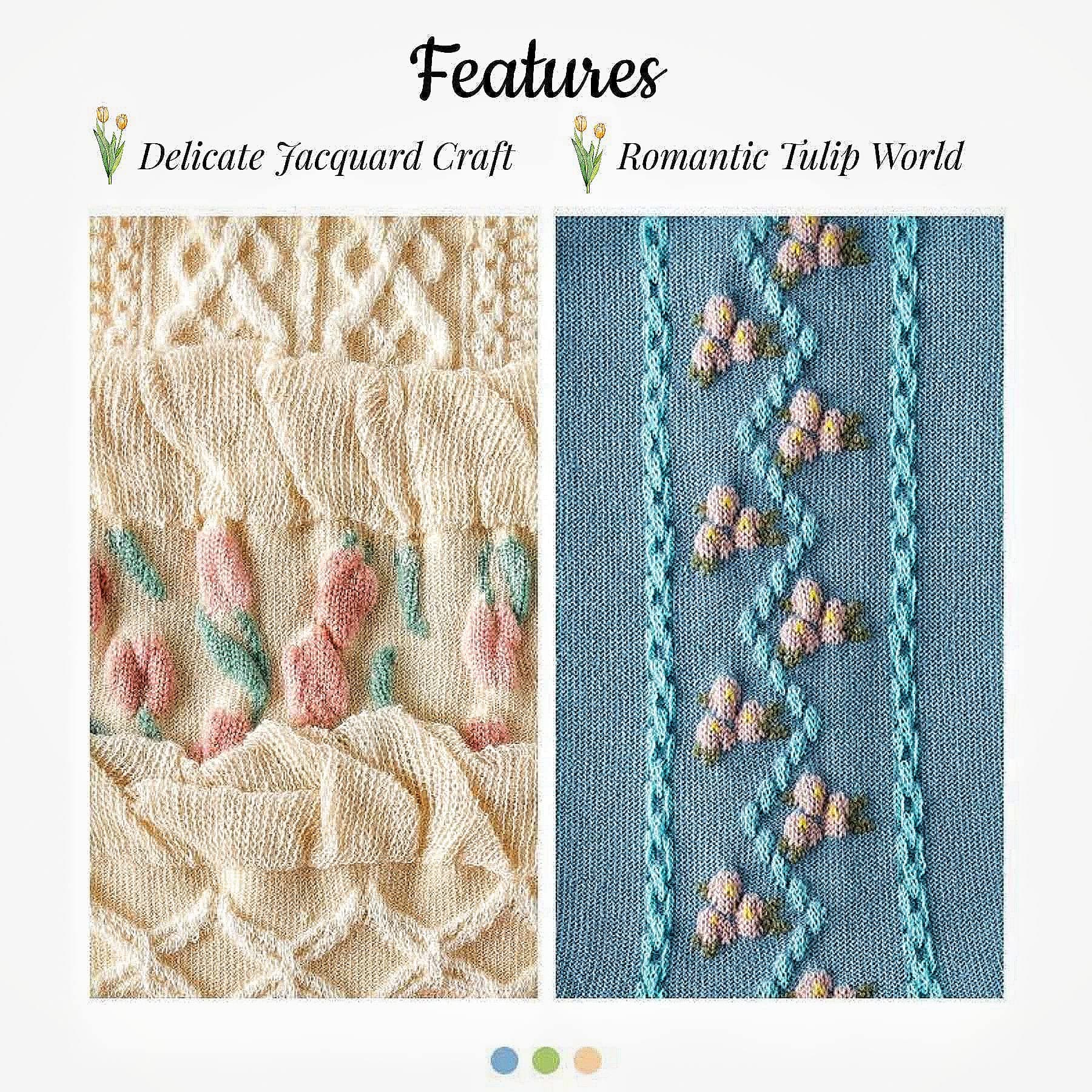 Casual Vintage Floral Cotton Socks for Women 4 Pairs Cute Ruffle Slouch Socks 5-9 for Teen Grils Above Ankle Athletic Socks, Tulip Series(4 Pairs), 5-9 thumbnail 2