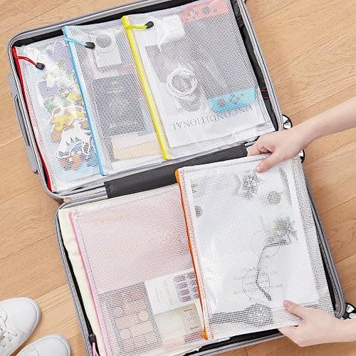JARLINK A4 Mesh Zipper Pouch Bags, 24 Pcs Waterproof Zipper Pouch Bags | Multi-use Mesh Bags for Board Games & Puzzles, Office School Supplies, Toys, Cosmetics Travel Storage, 10 Colors, Lettle Size thumbnail 8