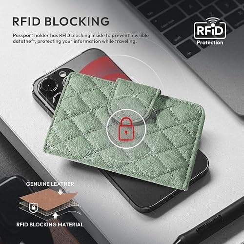 Passport Holder for Travel RFID Passport Holder with Airtag Compact Leather Passport Cover Case with Card Holders SIM Slots Passport Wallet for Women Men Airport Essentials Gift thumbnail 4