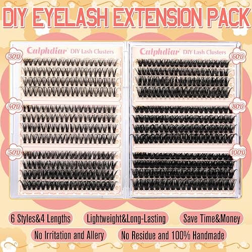 Calphdiar Wispy Cluster Lashes D Curl Individual Eyelashes Natural Lash Clusters Fluffy Lashes Individual Cluster 476pcs Eye Lashes DIY Lash Extensions for Beginners(30+40+50+60+80+100D) thumbnail 4