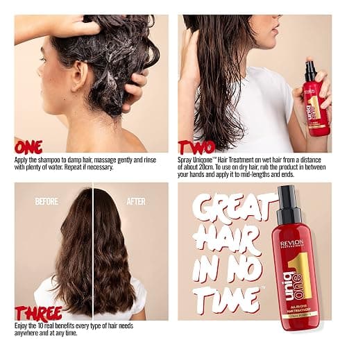 REVLON PROFESSIONAL UniqOne Hair Treatment | All-in-One Heat Moisturizing Leave-In with 10 Benefits, Repair for Damaged Hair, Frizz Control, for Women & All Hair Types thumbnail 5