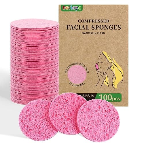 100-Count Compressed Facial Sponges, Natural Cellulose Face Sponges for Cleansing, Exfoliating, Washing face, Makeup Removal, and Spa Use - Travel Skincare Essentials for women - Image 1