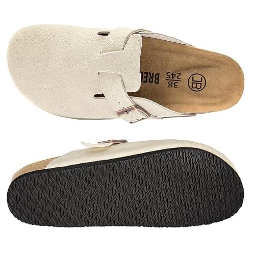 Brelzo Calvior Women's Suede Clogs Men's Slip-On Mules Non-Slip Potato Shoes Arch Support Sandals with Adjustable Buckle for Indoor & Outdoor Use thumbnail 8