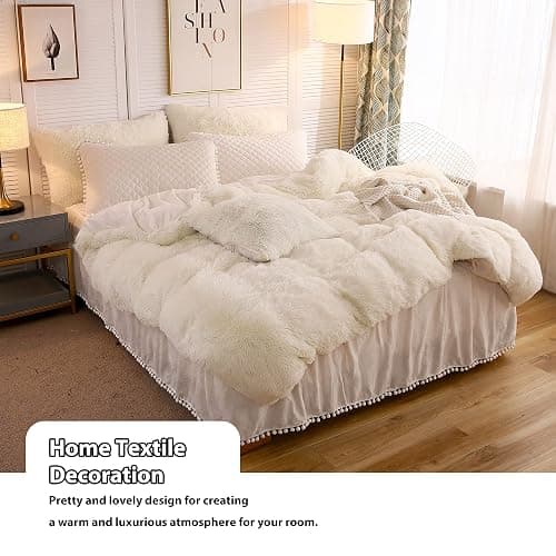 LIFEREVO Fluffy Faux Fur Standard Pillow Cases Set of 2, Beige | Soft Plush Shaggy Bed Pillowcases 20x26 with Hidden Zipper, Washable Decorative Fuzzy Long Pillow Shams for Bed Sofa Office thumbnail 6