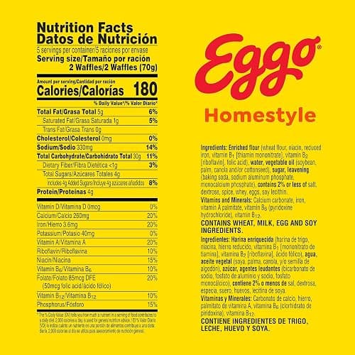 Eggo Homestyle Waffles, Breakfast Food, Frozen Breakfast, 10 Waffles (Frozen) thumbnail 2
