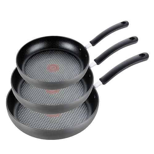 T-fal Ultimate Hard Anodized Nonstick Fry Pan Set 3 Piece: 8, 10.25, & 12 Inch, Oven Broiler Safe 400F, Kitchen Cookware Set, Pots and Pans Set Non Stick, Frying Pans, Skillets, Dishwasher Safe, Black - Image 1