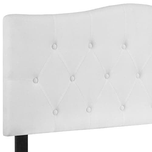 EMMA + OLIVER Tufted Upholstered Full Size Headboard in White Fabric thumbnail 8
