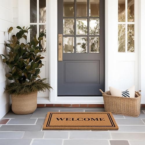 Barnyard Designs Natural Coco Coir Heavy Duty Backing Doormat - Large Cute Non-Slip Front Door Welcome Mat for Outside Entrance or Porch Entry, Brown (43 x 76cm, Welcome) thumbnail 4