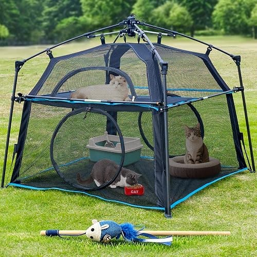 Extra Large Catio Outdoor Cat Enclosure, 2-Tier Foldable Cat Tent with 3 Doors for Patio, Balcony, Indoor & Camping, Weatherproof Sunproof Cat Playpen with Carry Bag Included(Patented) - Image 1