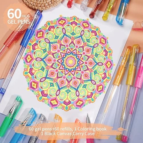 120 Pack Glitter Gel Pens Set, ZSCM 60 Colors Glitter Pens With 60 Refills, Colored Gel Pen For Adults Coloring Books Drawing Journaling Scrapbook thumbnail 5