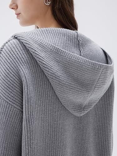 SUUKSESS Women Chunky Knit Cashmere Sweaters Zip up Oversized Hoodies Cardigan with Pockets Long Sleeve Fall Outerwear thumbnail 6