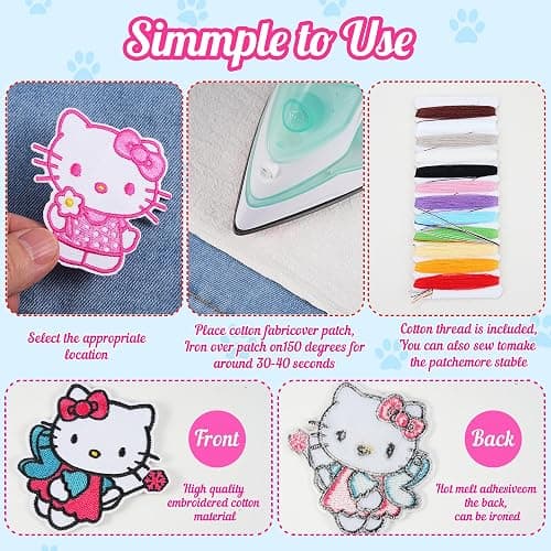 15PCS Cute Cartoon Cat Iron On Patches, Sew on/Iron on Applique Embroidered Patches for Hats, Backpacks,Shirt,Shoes thumbnail 4
