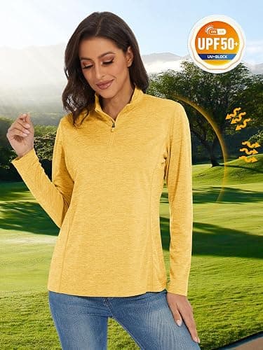 MAGCOMSEN Women's 1/4 Zip Shirts UPF 50+ Sun Protection Pullover Long Sleeve Quick Dry Workout Hiking Athletic Shirts thumbnail 4