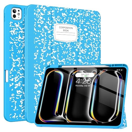 Soke Case for New iPad Pro 13 Inch (M5/M4, 2025/2024 Release), with Pencil Holder Trifold Stand Shockproof [Support Apple Pencil Charging + Auto Wake/Sleep], Soft TPU Back Cover, Book Blue - Image 1