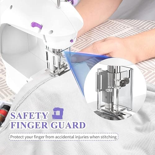 KPCB Tech Sewing Machine for Beginners [Full Set] with Finger Guard and Fabric Bundles - Mini Sewing Machine with Sewing Kits, Foot Pedal, US Adapter and Extension Table thumbnail 5