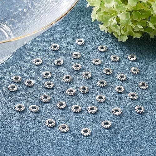 PH PandaHall 200pcs Large Hole Spacer Beads Tibetan Alloy Antique Silver Donut Rondelle Jewelry Spacers for Bracelet Jewelry Making, 8x2mm, Hole: 3mm thumbnail 7