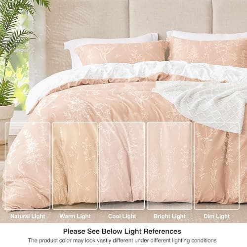 Love's cabin Dusty Rose Pink Twin Comforter Set - Twin XL Size Comforter Set Dorm Bedding, 2 Pieces Cute Floral Bedding, Reversible Flowers Comforter, 1 Comforter & 1 Pillow Sham thumbnail 6