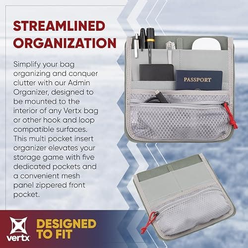 Vertx Admin Organizer Multi Pocket for Backpack, Bag Organization, Hook and Loop Attachment, Grey - One Size thumbnail 2