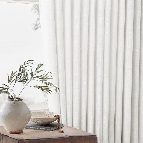 TWODRAPES Beige White Pinch Pleated Linen Curtains 2 Panels 100 Inches Long | Memory Training Shaped, Semi Sheer Pleat Drapes with Hooks Rings, Light Filtering Curtains 40x100 for Living Room Bedroom thumbnail 8