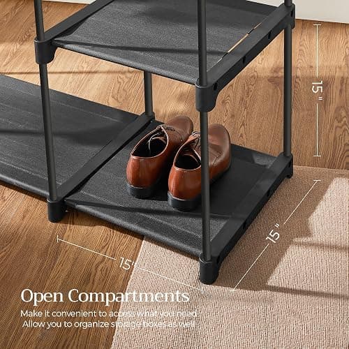 SONGMICS Portable Closet, Freestanding Closet Organizer, Clothes Rack with Shelves, Hanging Rods, Storage Organizer, for Cloakroom, Bedroom, 44.1 x 16.9 x 65 Inches, Black URYG24BK thumbnail 6