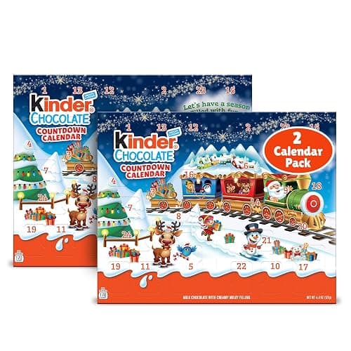 Kinder Chocolate Countdown Advent Calendar, Chocolate Candy, 2025, 2 Pack, Holiday gift for all, 24 Pieces 8.8 oz - Image 1
