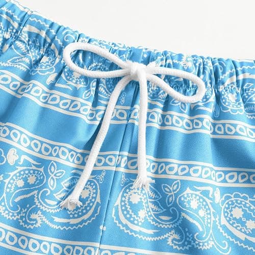 Eymitory Boy's Summer Boho Paisley Print Shorts Casual Kids Drawstring High Waisted Graphic Shorts with Pocket thumbnail 3
