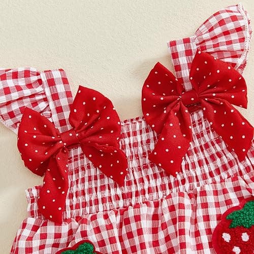 Mubineo Toddler Baby Girl Summer Clothes Cute Ruffle Shirt Tops Dress Shorts Outfits Set Fruit Blouse Princess Outfit thumbnail 5