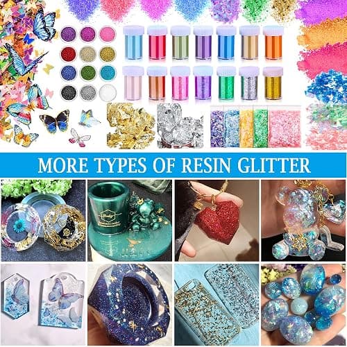 Myzzxt Resin Decoration Accessories Kit,Supplies Kit for Beginner,with Dried Flowers,Butterfly Stickers,Mica Powder and Fillers,Measuring Cups Tool Kit,for Resin Jewelry Making thumbnail 6