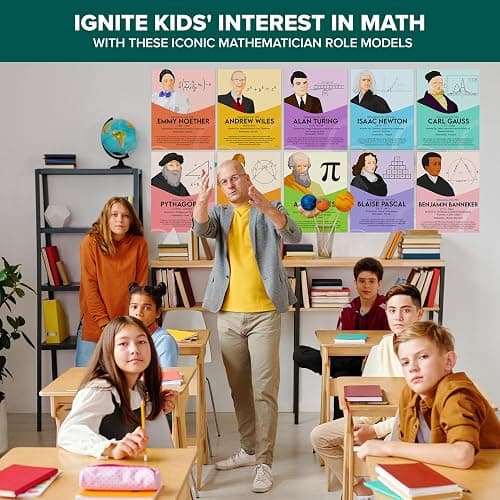 Decorably 12 Famous Mathematicians Posters for Classroom, 11x14in Educational Matte-Laminated for Elementary and High School - for Hallways, Bulletin Boards, Home Study Room thumbnail 10