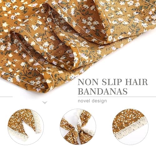 Molans 3Pcs Floral Head Scarf, Chiffon Hair Bandanas, Hair Scarf for Women | Vintage Boho Hair Kerchief, Triangle HeadBands for Girl, Soft & Breathable, Versatile for Curly Hair, Yoga thumbnail 4