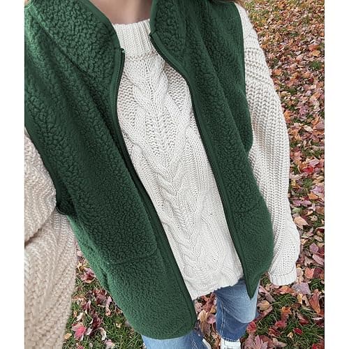 Hixiaohe Sherpa Fleece Vest for Women Trendy Warm Sleeveless Vests Jacket Lightweight Zip Coats with Pockets Fall Outerwear thumbnail 7