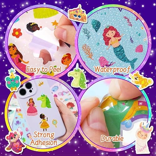 1000+ Holographic Stickers for Kids - 45 Different Sheets of 3 Themes Craft, Animal, Fairy Tale and Birthday Party, Kids Stickers for School Class Gift Wrap Decoration, Gift for Toddlers Boys and Girl thumbnail 5