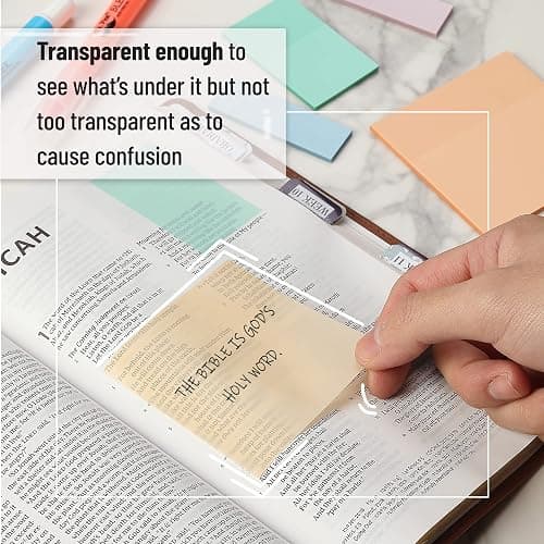 Mr. Pen Transparent Sticky Notes - 200 pcs, Pastel Colors, See Through, Bible & Book Annotation thumbnail 4